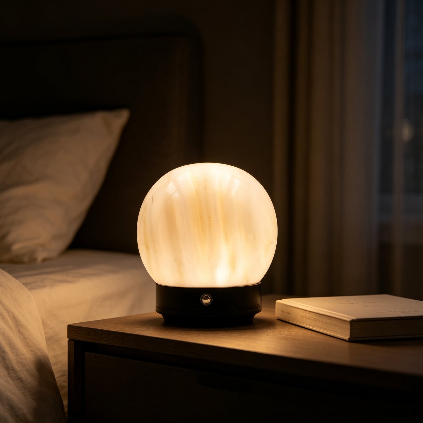 Marble Moon Touch lamp(Grey Base)