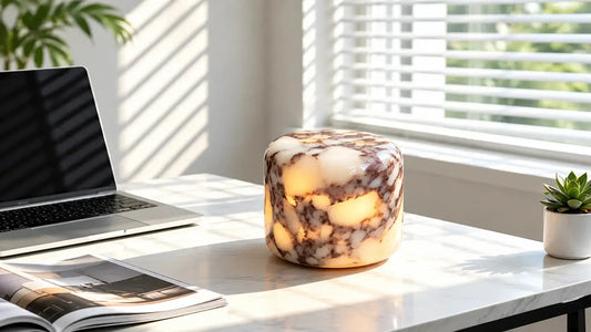 Natural marble furniture in a modern living room