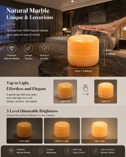 Peach Jade Marble Cordless Touch Lamp Marmor
