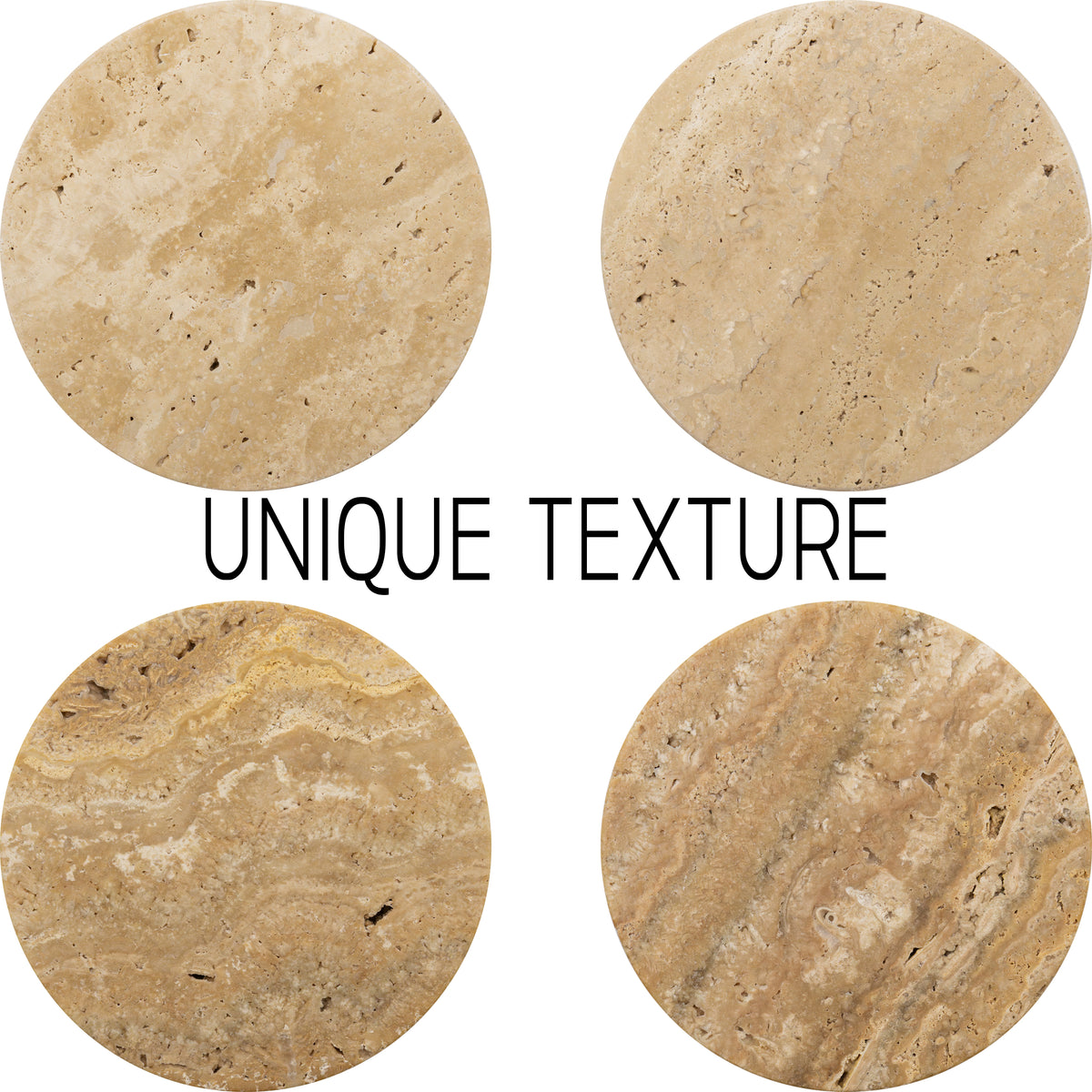 Roman Travertine Stone Coasters Set of 4 | Natural Porous Marble Drink Coasters Marmor