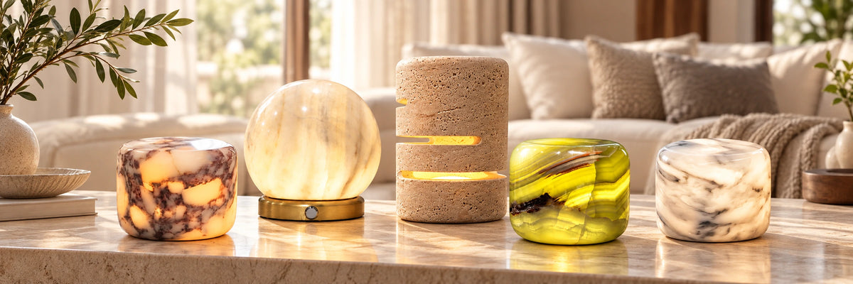 Scopri il calore e il carattere dell'illuminazione in pietra naturale.