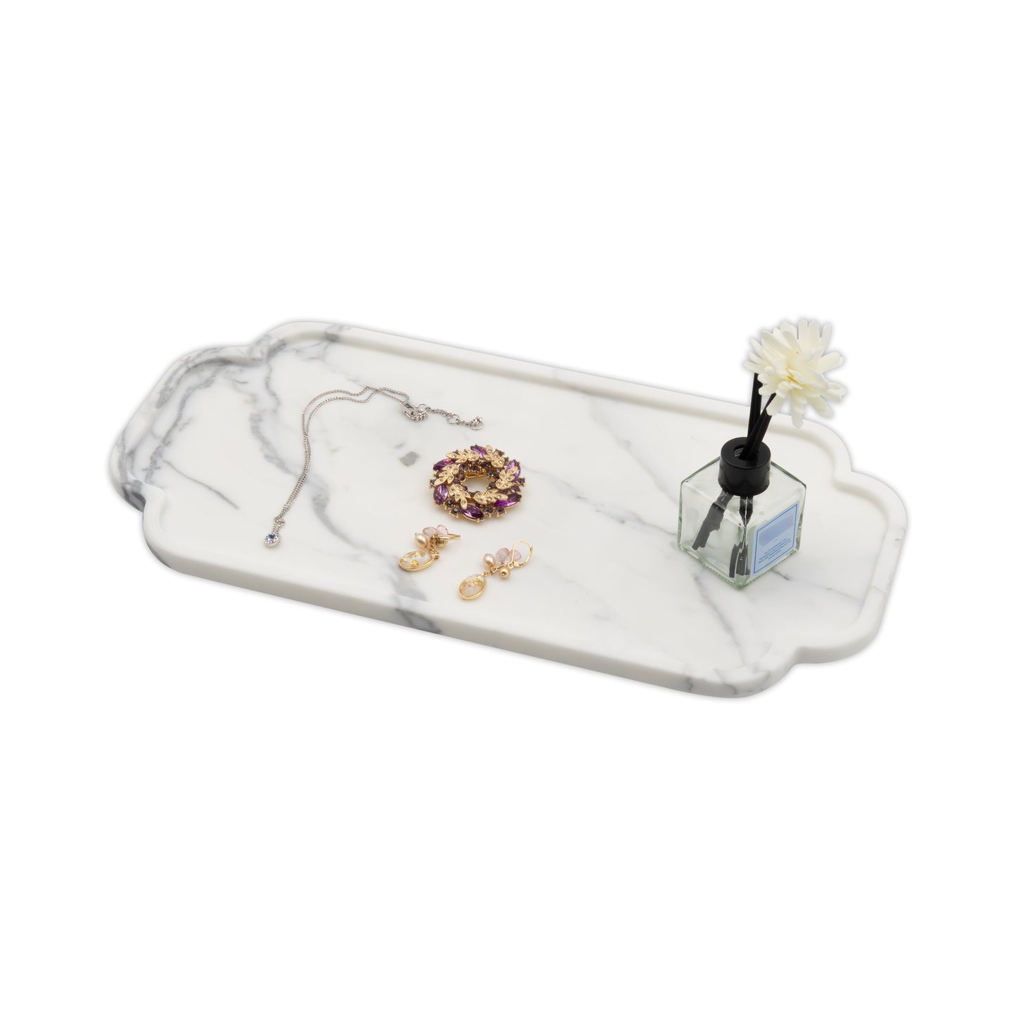 Marmor Real Natural Marble Bathroom Tray for Perfume, Candles, Jewelry Stone Vanity, Bathroom & Kitchen Counter Organizer and Home Decor