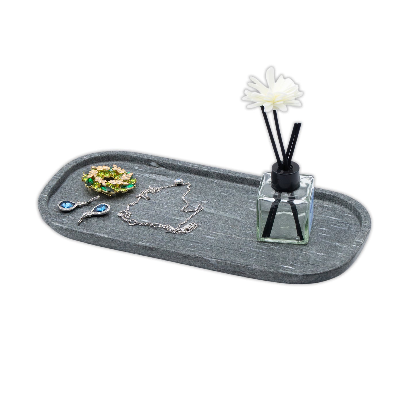Marmor Real Natural Marble Bathroom Tray for Perfume, Candles, Jewelry Stone Vanity, Bathroom & Kitchen Counter Organizer and Home Decor