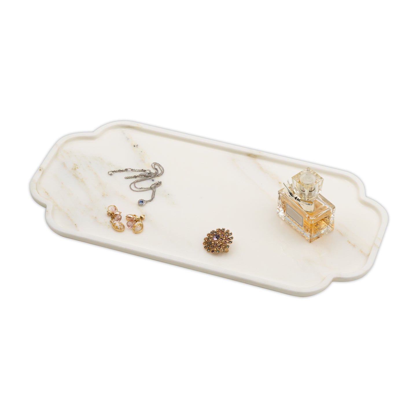 MarmorReal Natural Marble Bathroom Tray for Perfume, Candles, Jewelry Stone Vanity, Bathroom & Kitchen Counter Organizer and Home Decor