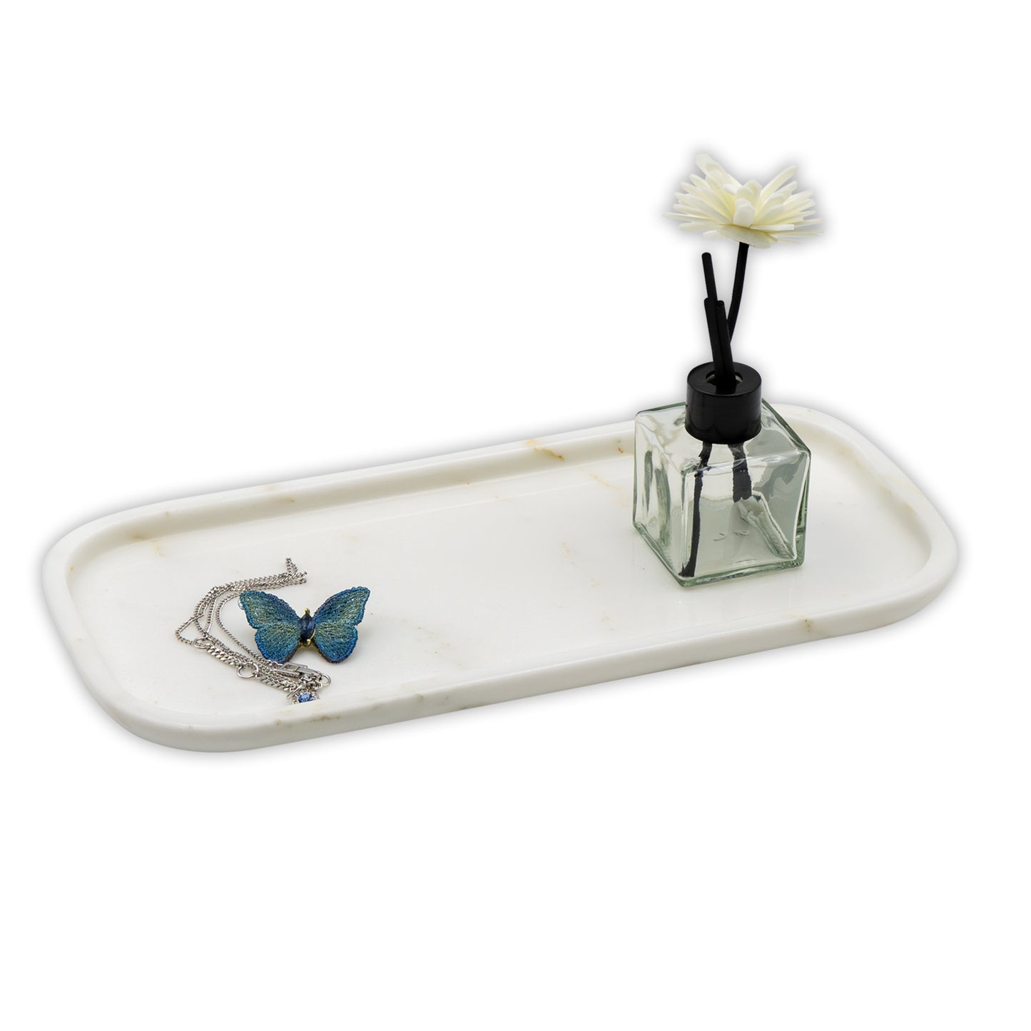 Marmor Real Natural Marble Bathroom Tray for Perfume, Candles, Jewelry Stone Vanity, Bathroom & Kitchen Counter Organizer and Home Decor