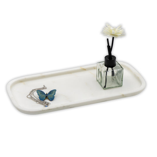 Marmor Real Natural Marble Bathroom Tray for Perfume, Candles, Jewelry Stone Vanity, Bathroom & Kitchen Counter Organizer and Home Decor