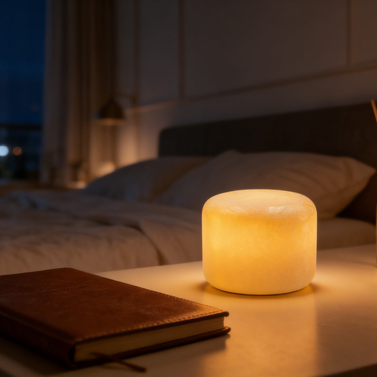 Peach Jade Marble Cordless Touch Lamp Marmor