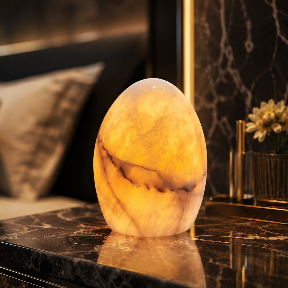 Easter egg marble cordless touch lamp