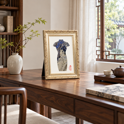 Qipao Cheongsam Natural Marble Mosaic Art Frame | Custom Stone Wall Art Marmor