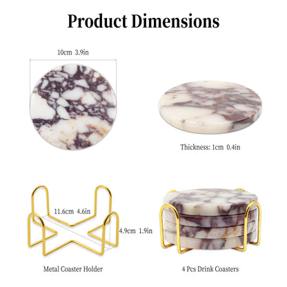 Natural Bvlgari marble coaster with purple stone pattern