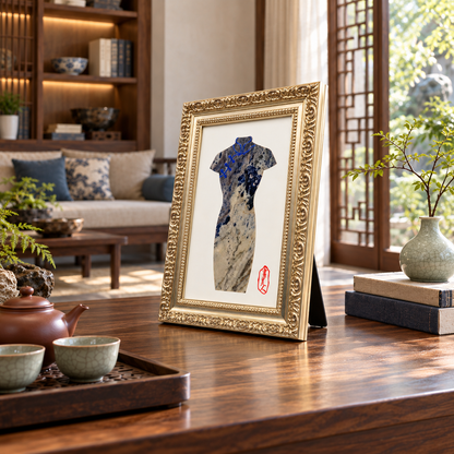 Qipao Cheongsam Natural Marble Mosaic Art Frame | Custom Stone Wall Art Marmor
