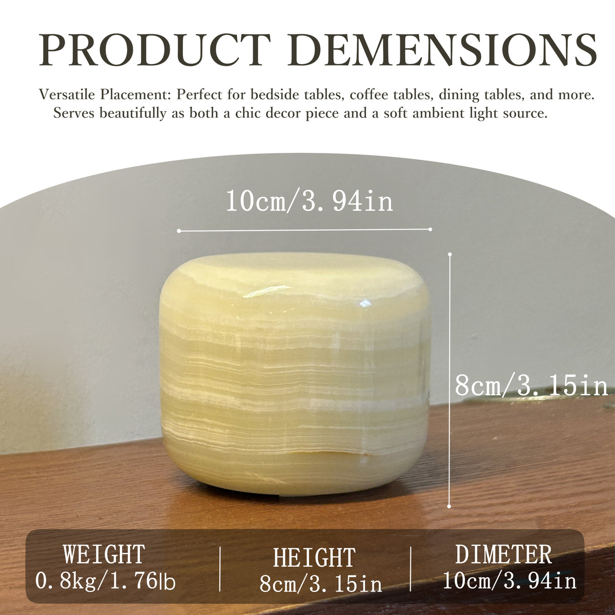 Cordless marble touch lamp with emerald jade stone