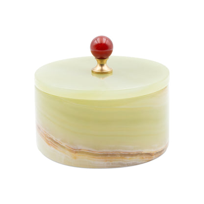 Handcrafted Golden Jade Stone Jewelry Box with Lid Marmor