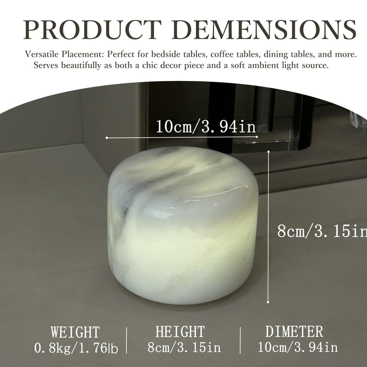 Marmor Cloudy White Natural Marble Touch Lamp Marmor