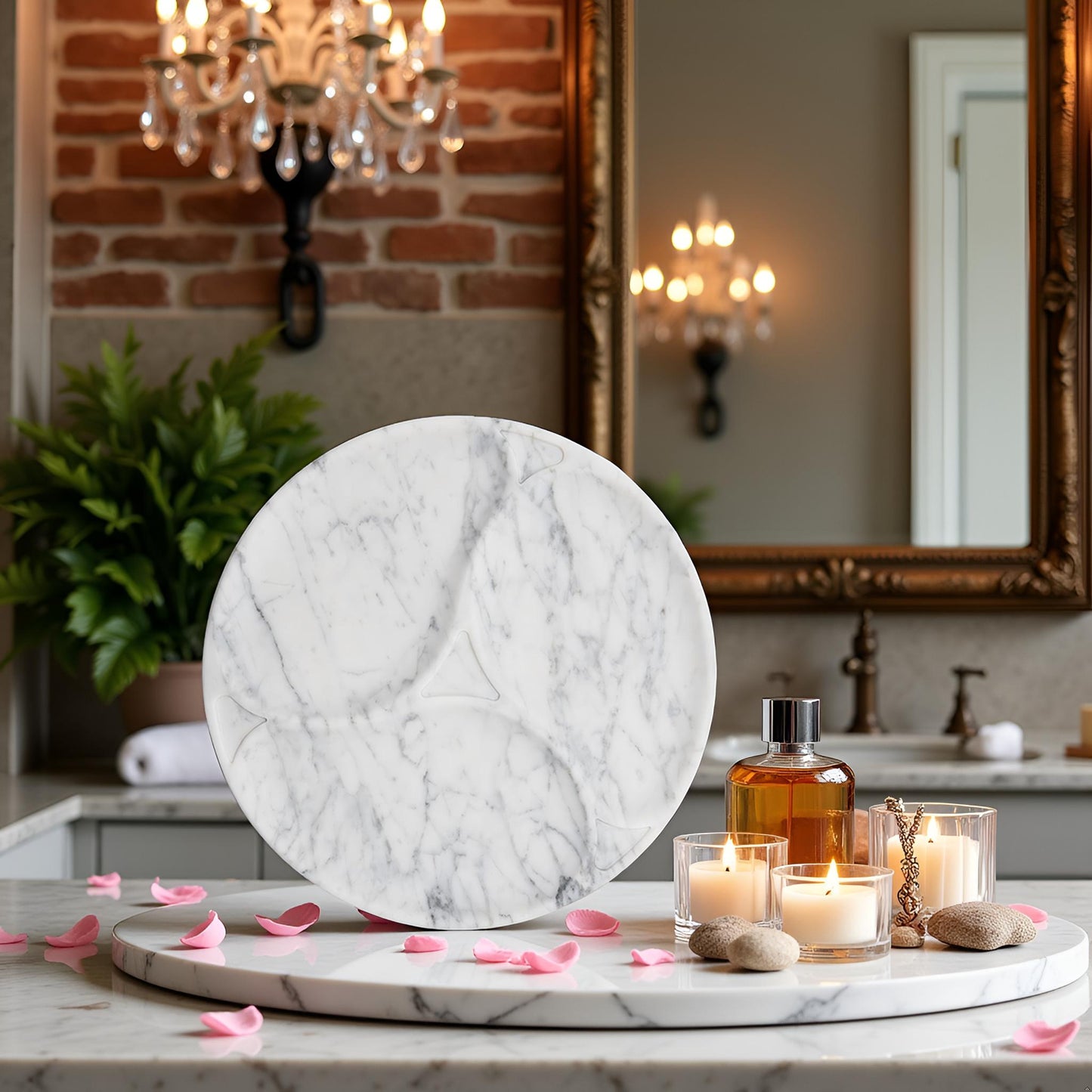 Marmor 100% Natural Marble Bathroom Tray for Perfume, Candles, Jewelry Stone Vanity, Bathroom & Kitchen Counter Organizer and Home Decor