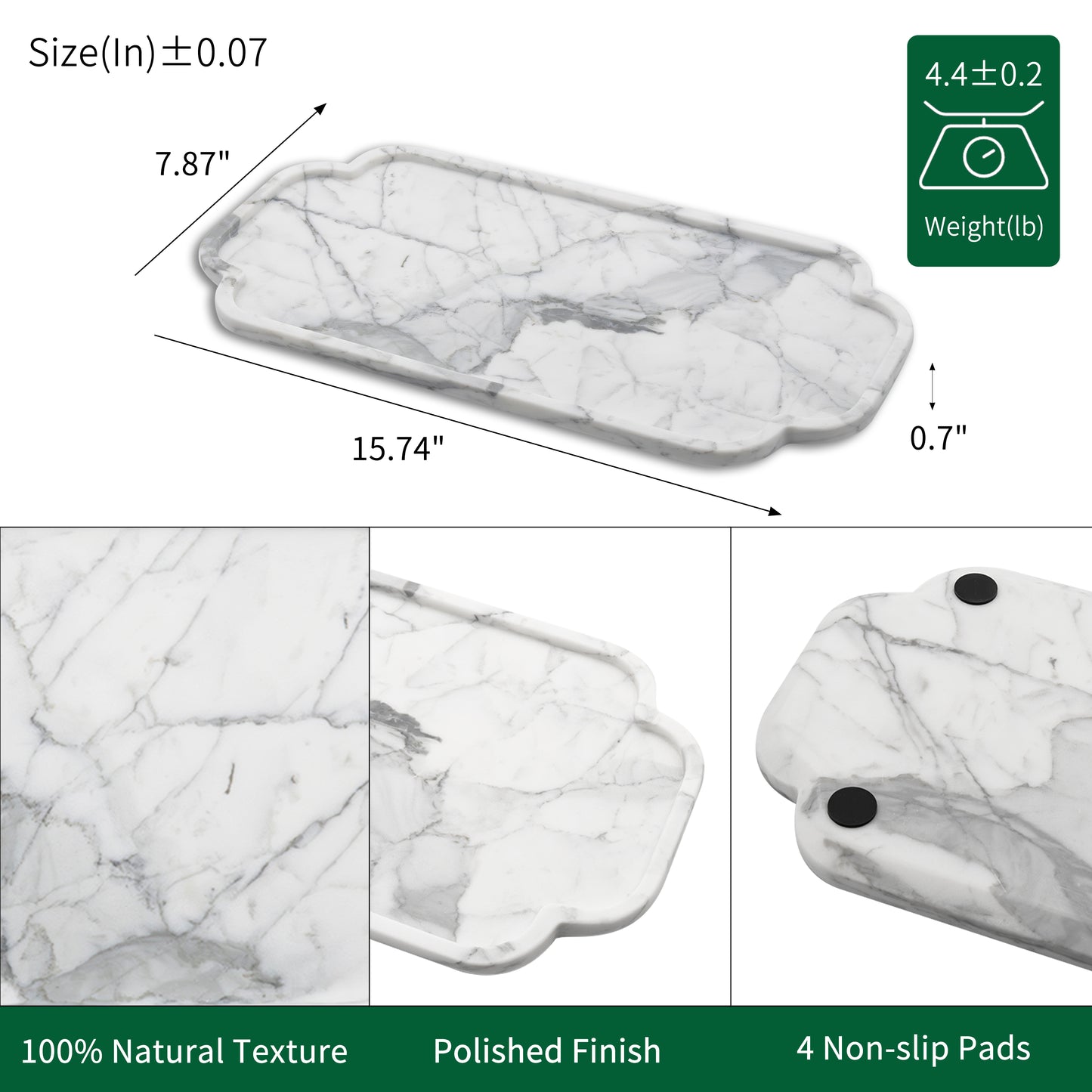 Marmor Real Natural Marble Bathroom Tray for Perfume, Candles, Jewelry Stone Vanity, Bathroom & Kitchen Counter Organizer and Home Decor