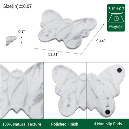 Marmor Snow White Marble Butterfly Vanity Tray – 100% Natural Stone Decor Marmor