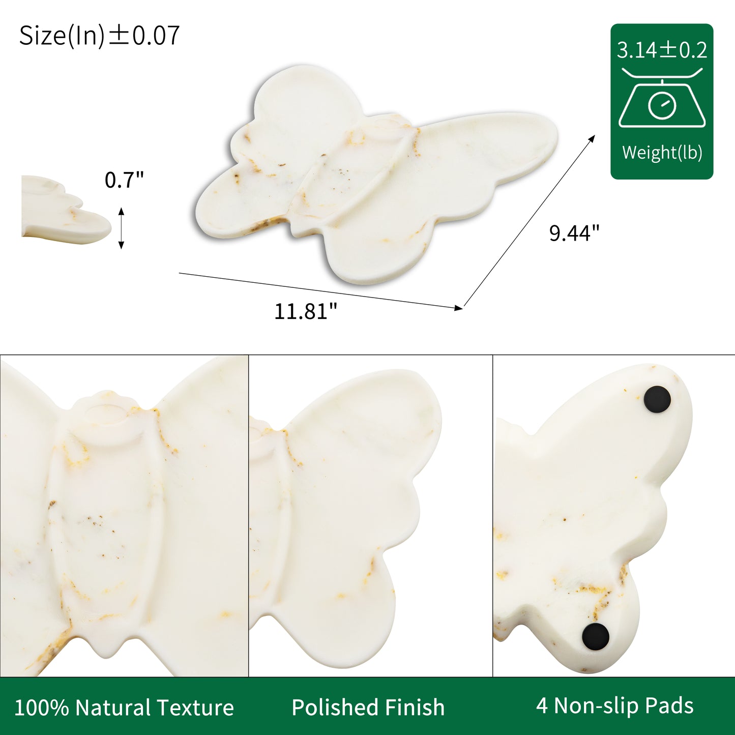 Marmor 100% Natural Marble Bathroom Tray for Perfume, Candles, Jewelry Stone Vanity, Bathroom & Kitchen Counter Organizer and Home Decor