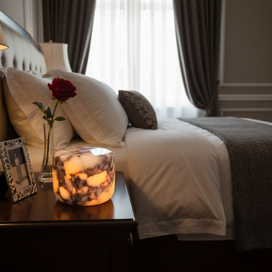 Carrara purple natural marble touch lamp