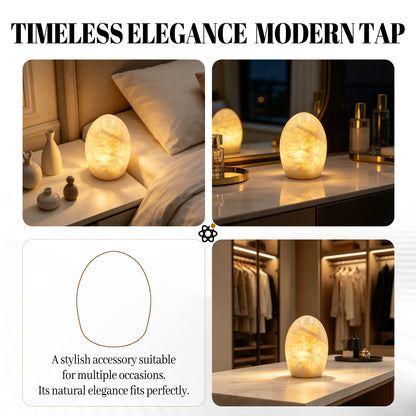 Easter egg shaped marble touch lamp with natural stone texture