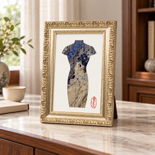 Qipao Cheongsam Natural Marble Mosaic Art Frame | Custom Stone Wall Art Marmor