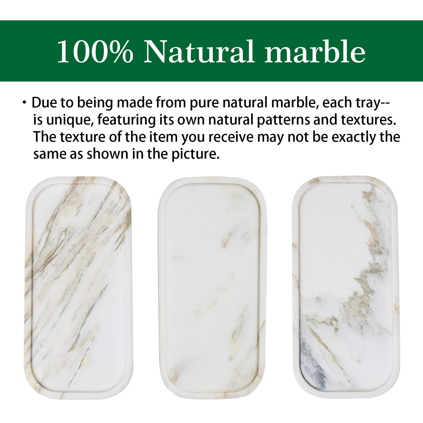Marmor Real Natural Marble Bathroom Tray for Perfume, Candles, Jewelry Stone Vanity, Bathroom & Kitchen Counter Organizer and Home Decor