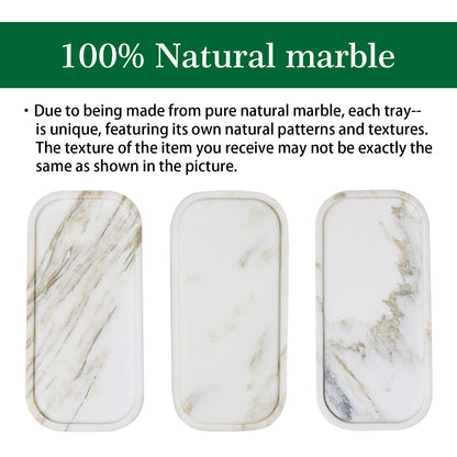 Marmor White Gold Marble Vanity Tray 11" – Natural Stone Bathroom Organizer Marmor
