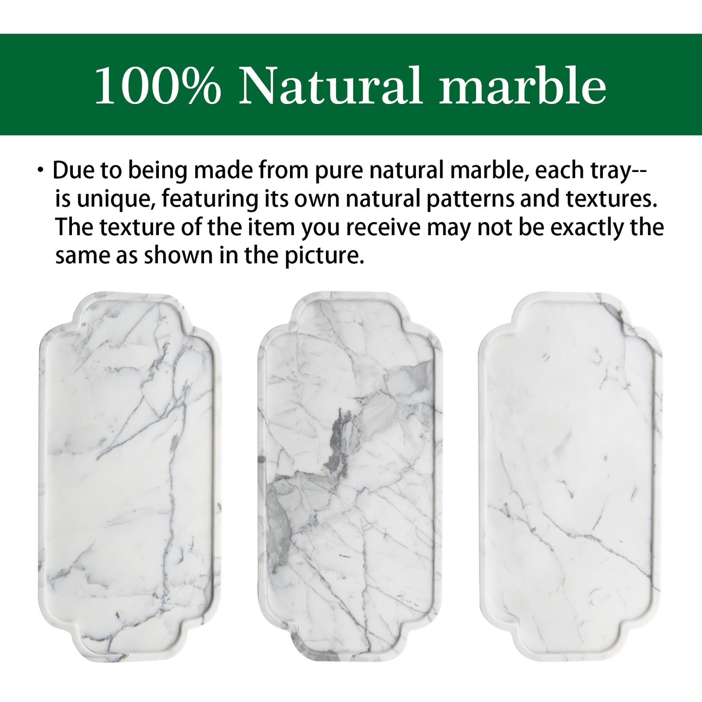 Marmor Real Natural Marble Bathroom Tray for Perfume, Candles, Jewelry Stone Vanity, Bathroom & Kitchen Counter Organizer and Home Decor