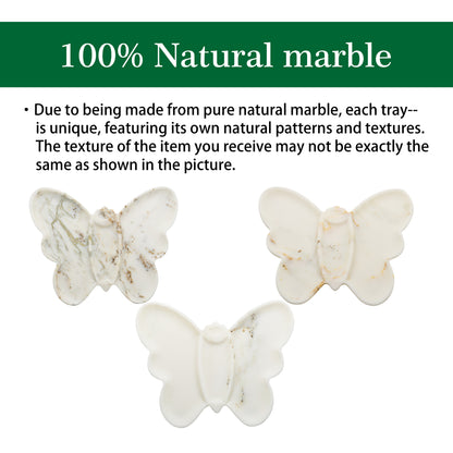 Marmor White Gold Marble Butterfly Vanity Tray – 100% Natural Stone Decor Marmor