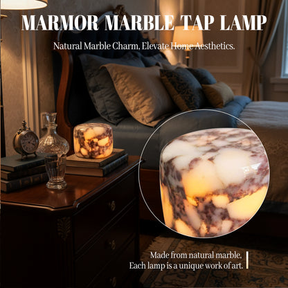 Natural purple marble touch lamp for bedside table decor