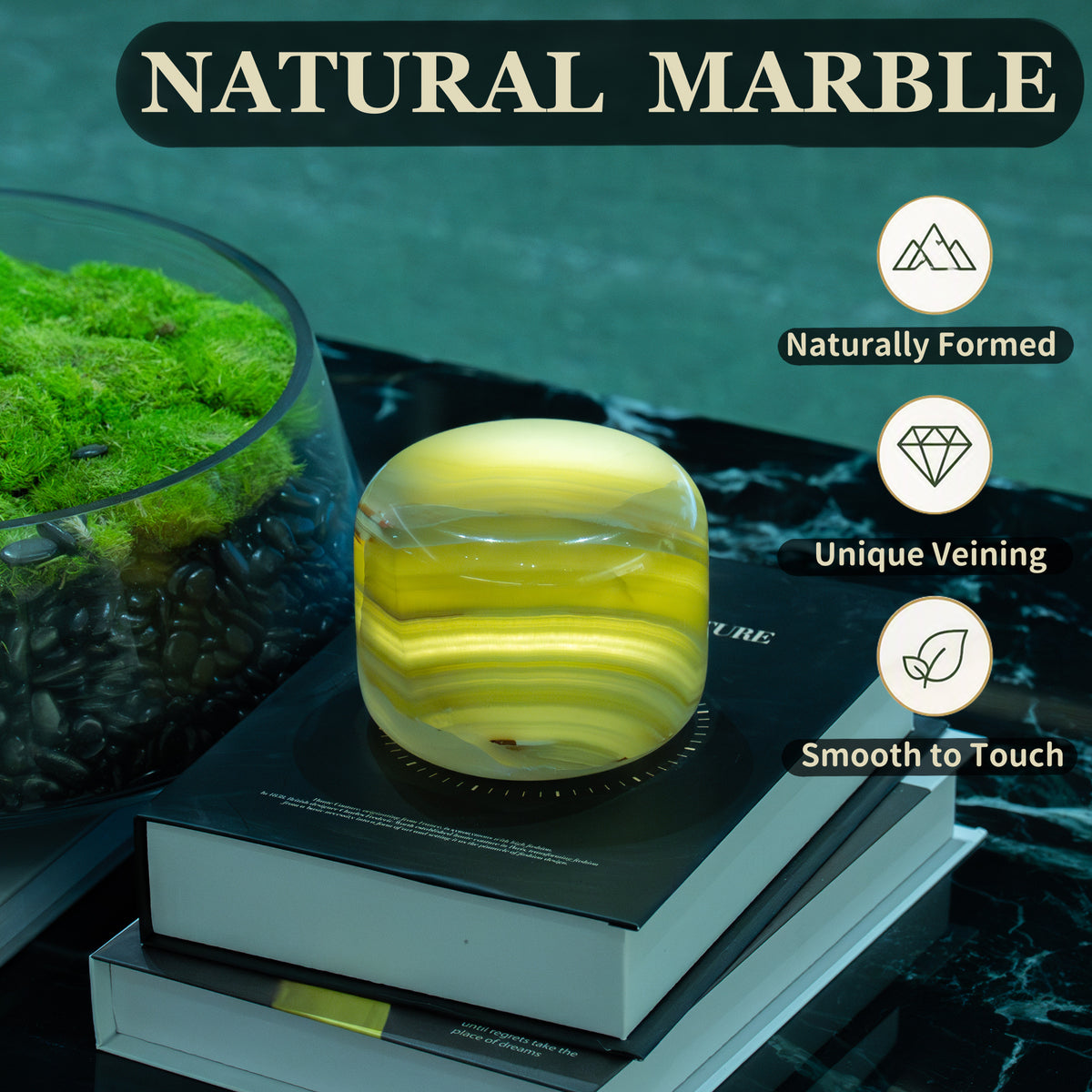 Marmor Ancient Emerald Natural Marble Touch Lamp Marmor