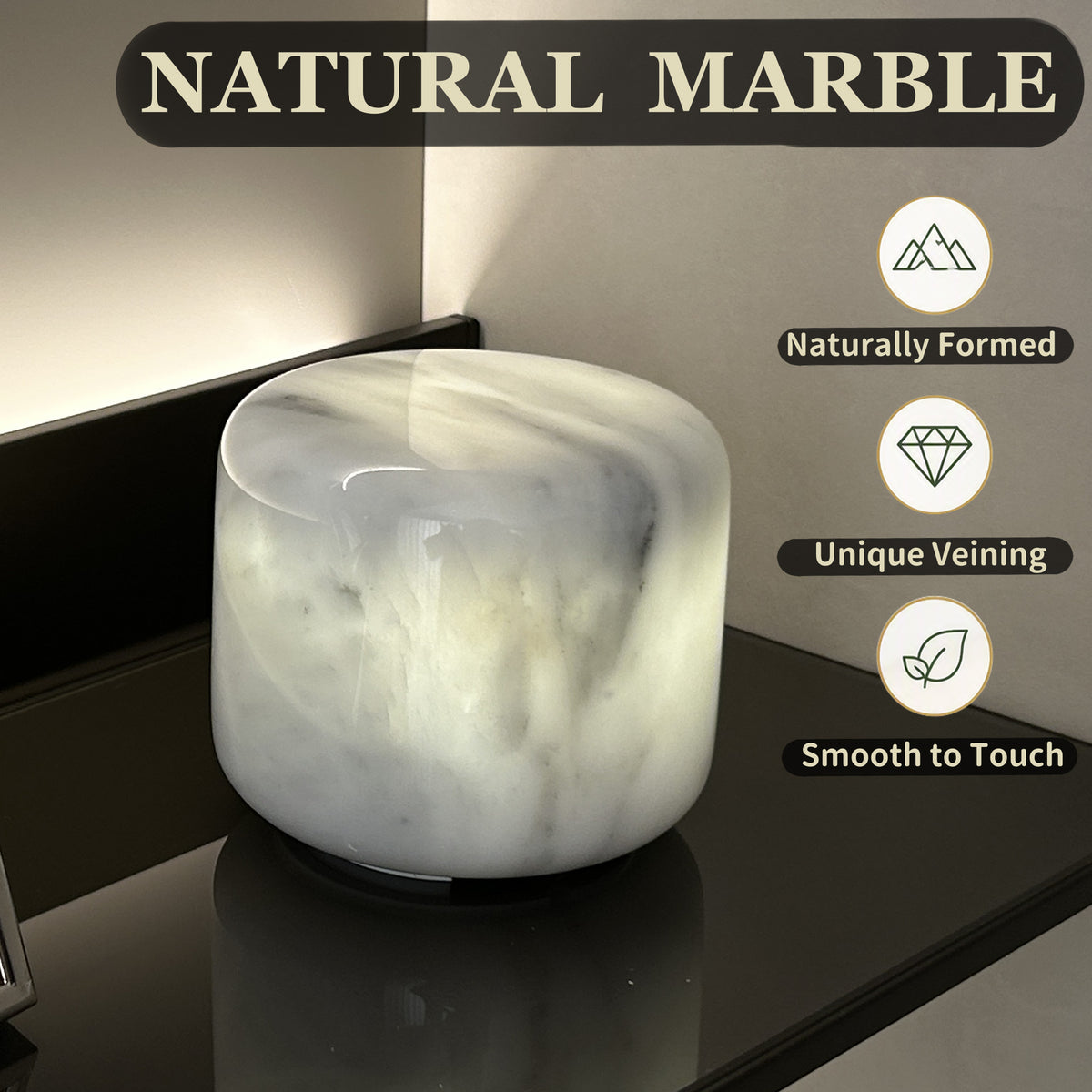 Marmor Cloudy White Natural Marble Touch Lamp Marmor