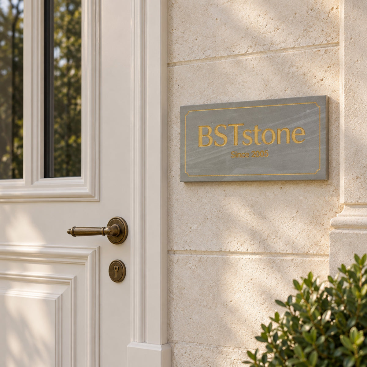 Custom Handcrafted Natural Stone Carved Doorplate | Personalized House Plaque Marmor