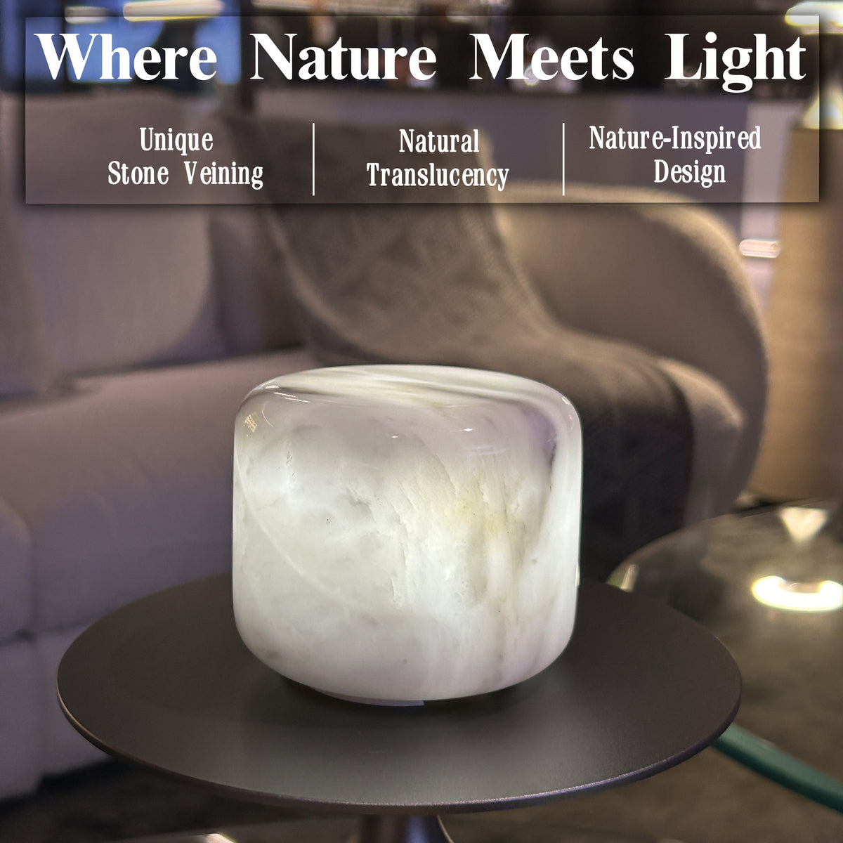 Marmor Cloudy White Natural Marble Touch Lamp Marmor