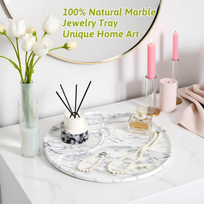 Marmor Snow White Marble Round Vanity Tray – 100% Natural Stone Decor Marmor