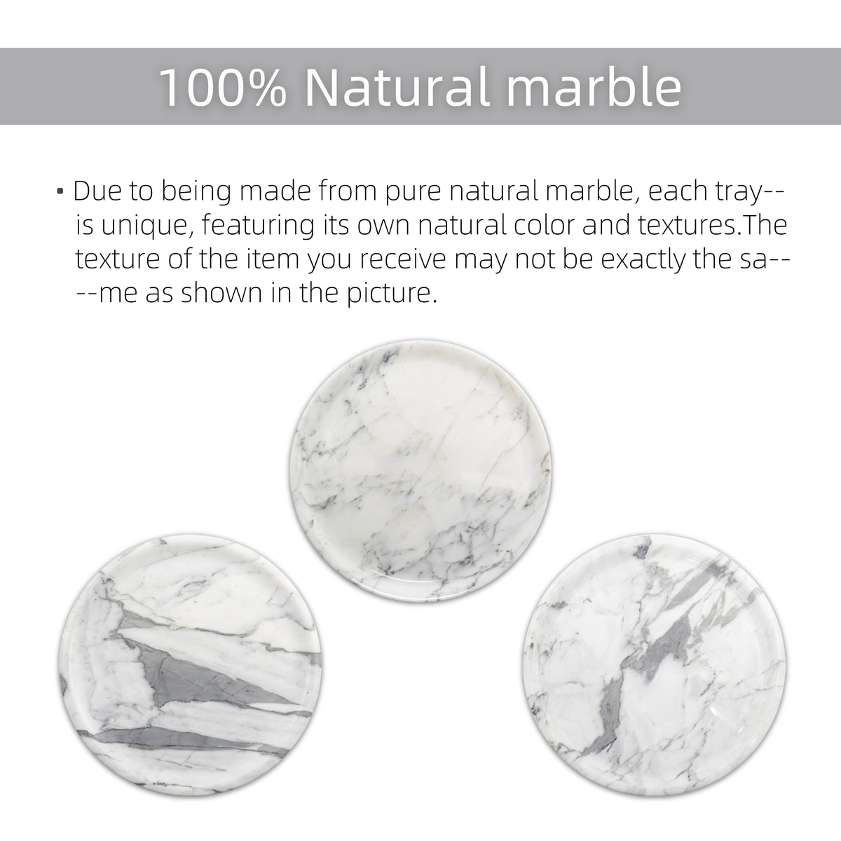Marmor Snow White Marble Round Vanity Tray – 100% Natural Stone Bathroom Decor Marmor