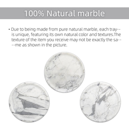 Marmor Snow White Marble Round Vanity Tray – 100% Natural Stone Bathroom Decor Marmor