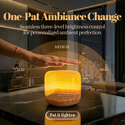 Natural marble touch lamp with amber jade stone
