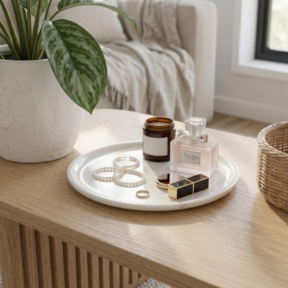 Marmor Calacatta Gold Marble Round Vanity Tray 28cm – Natural Stone Bathroom Decor Marmor
