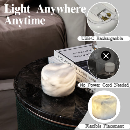 Marmor Cloudy White Natural Marble Touch Lamp Marmor