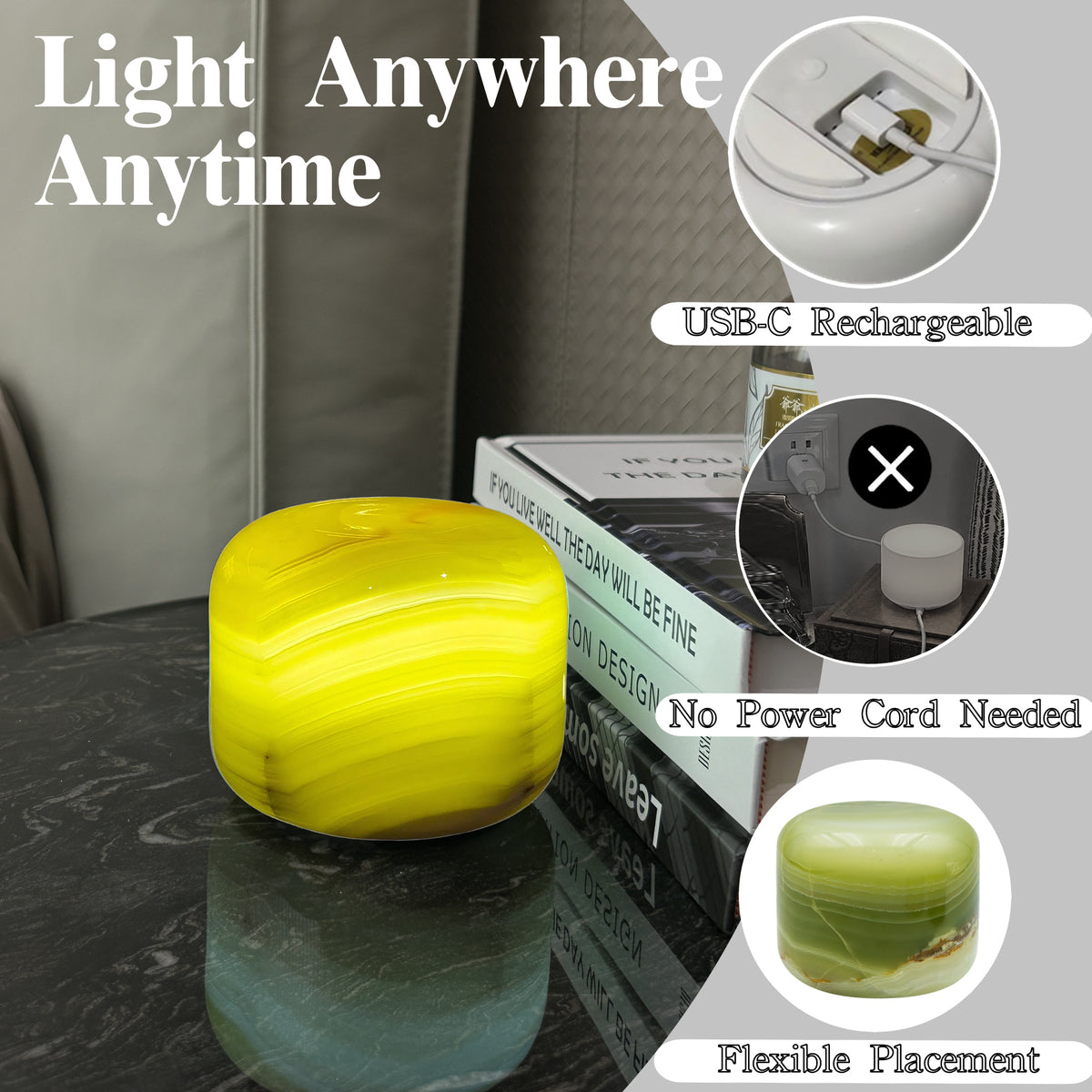 Marmor Ancient Emerald Natural Marble Touch Lamp Marmor