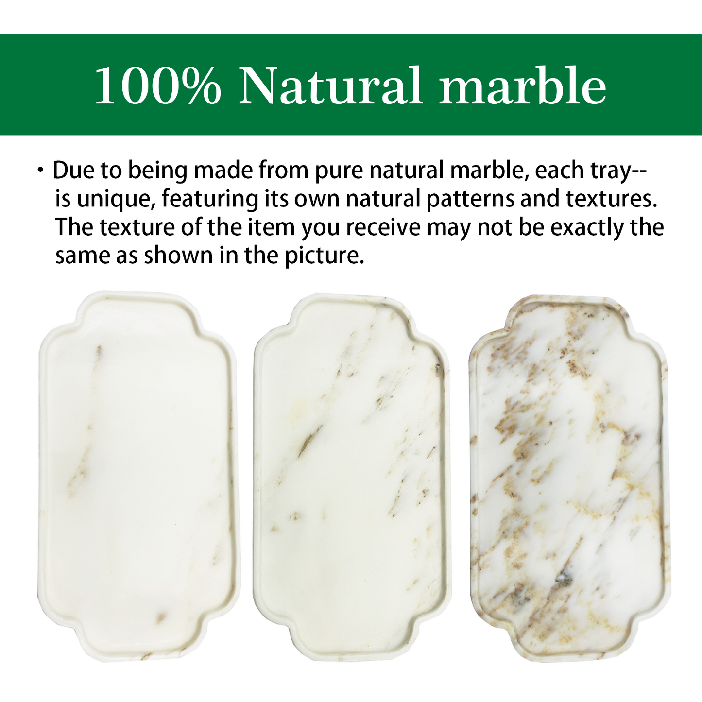 MarmorReal Natural Marble Bathroom Tray for Perfume, Candles, Jewelry Stone Vanity, Bathroom & Kitchen Counter Organizer and Home Decor