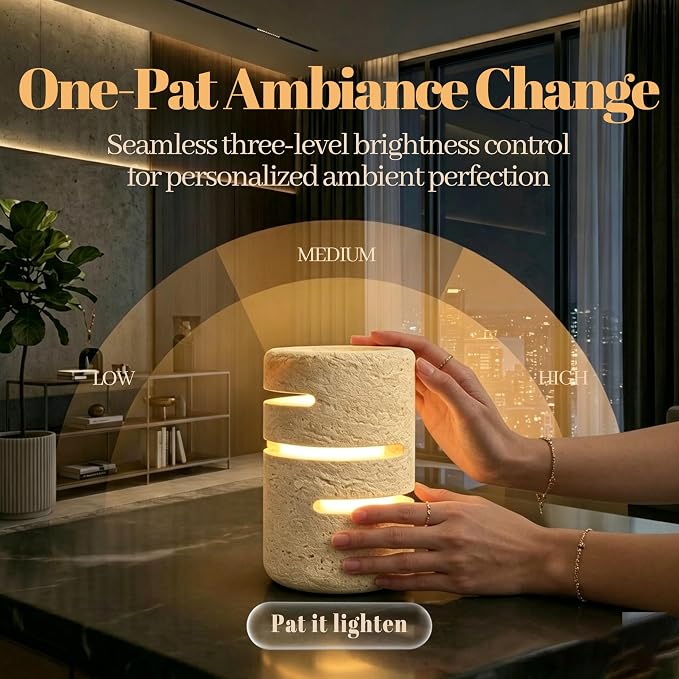 Roman Travertine Cordless Touch Lamp Marmor