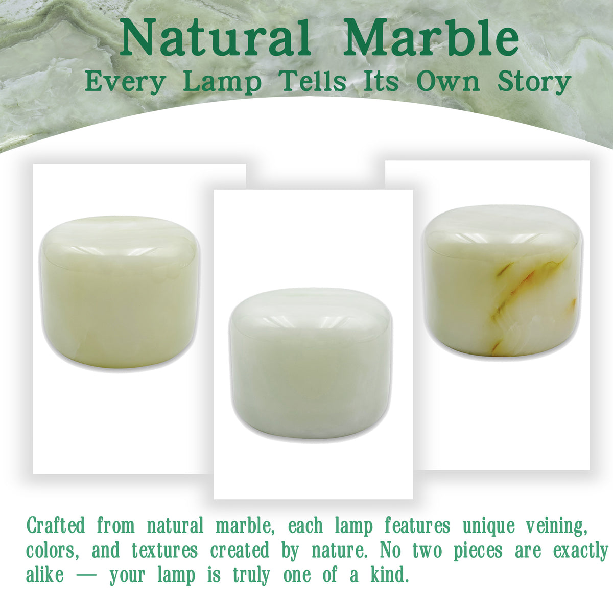 Cordless marble lamp for bedside table and bedroom decor