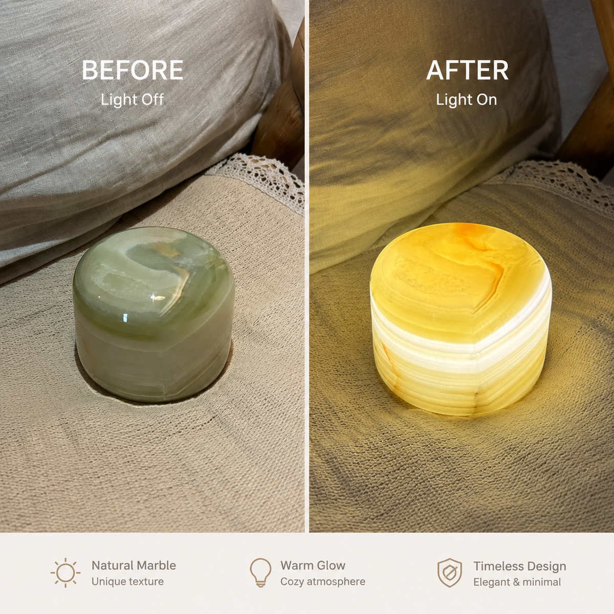Natural Ancient Emerald Marble Ambient Lamp Marmor