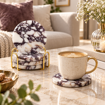Bvlgari purple marble coaster in natural stone