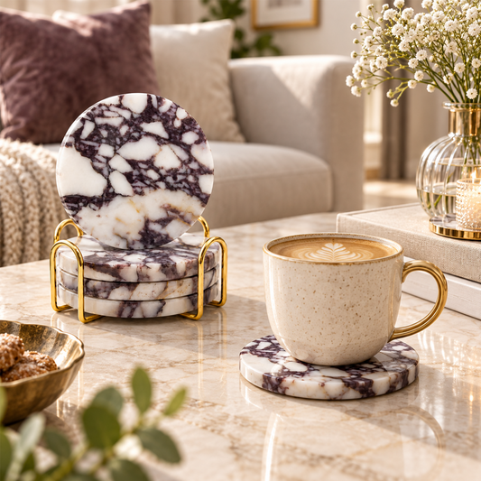 Bvlgari purple marble coaster in natural stone
