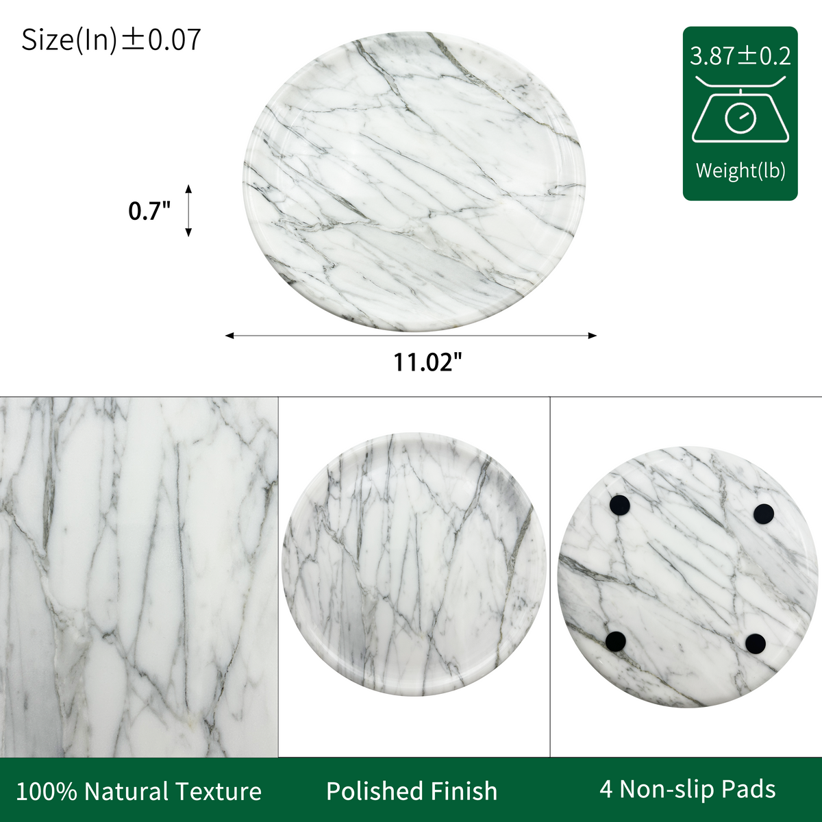 Marmor Snow White Marble Round Vanity Tray – 100% Natural Stone Bathroom Decor Marmor