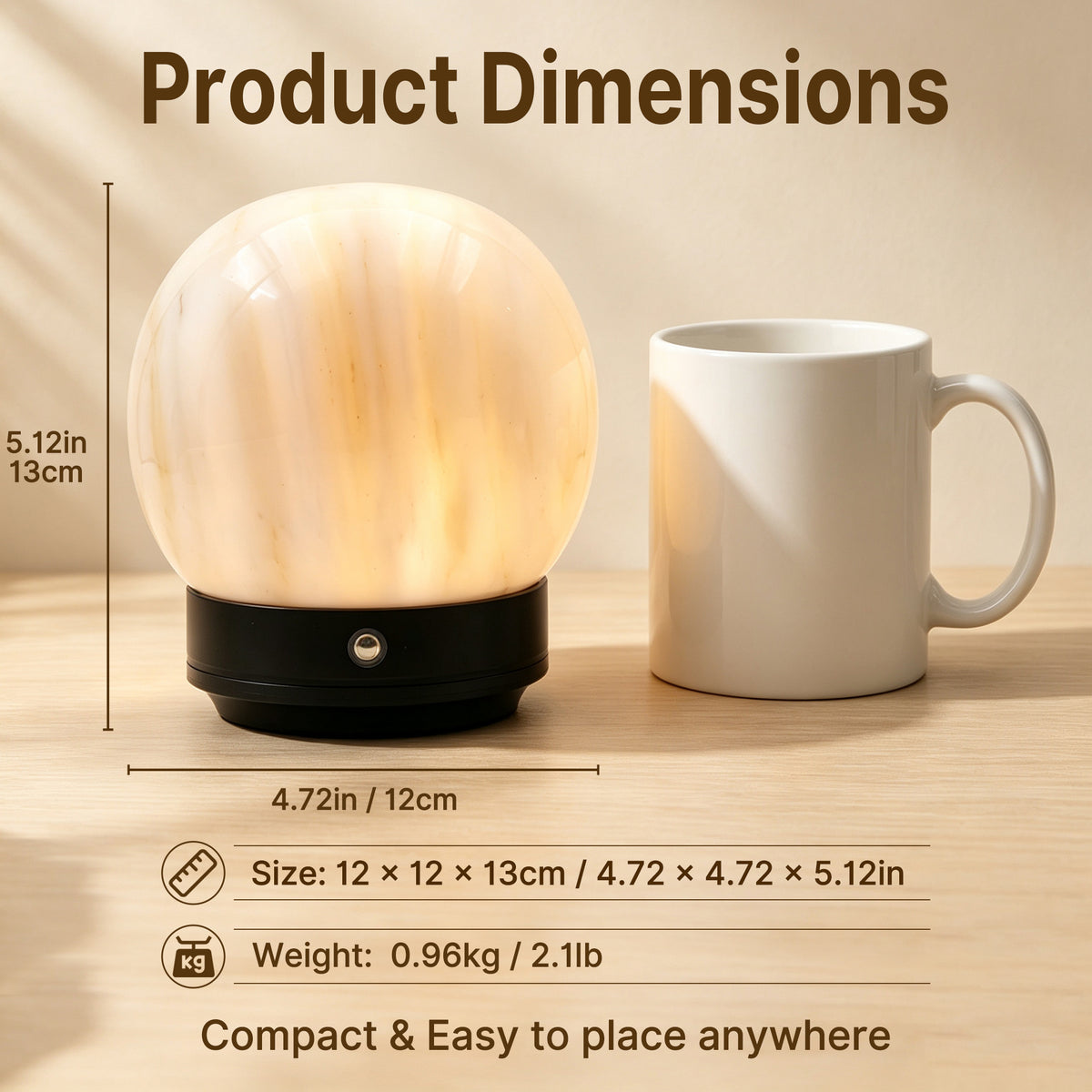 Marble Moon Touch lamp(Grey Base)