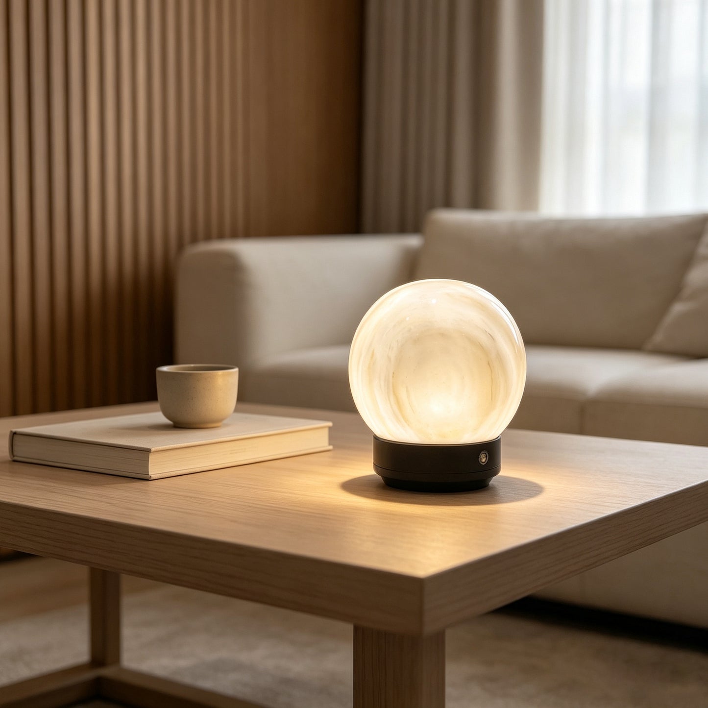 Marble Moon Touch lamp(Grey Base)